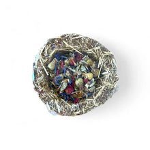 Knabbernapf aus Timothy-Heu mit Rose und Kornblume